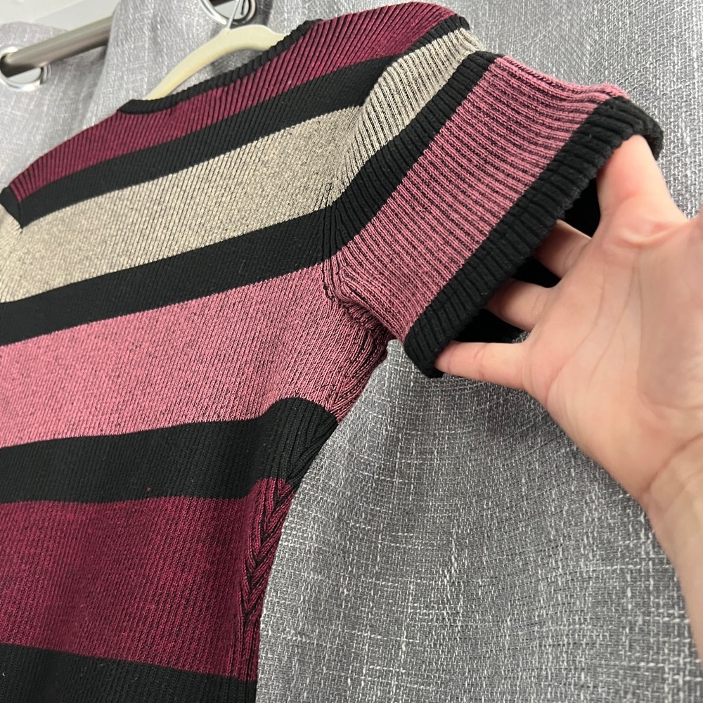 Cotton On short sleeve striped sweater dress, black, grey, pink, magenta - Large - Picture 6 of 12